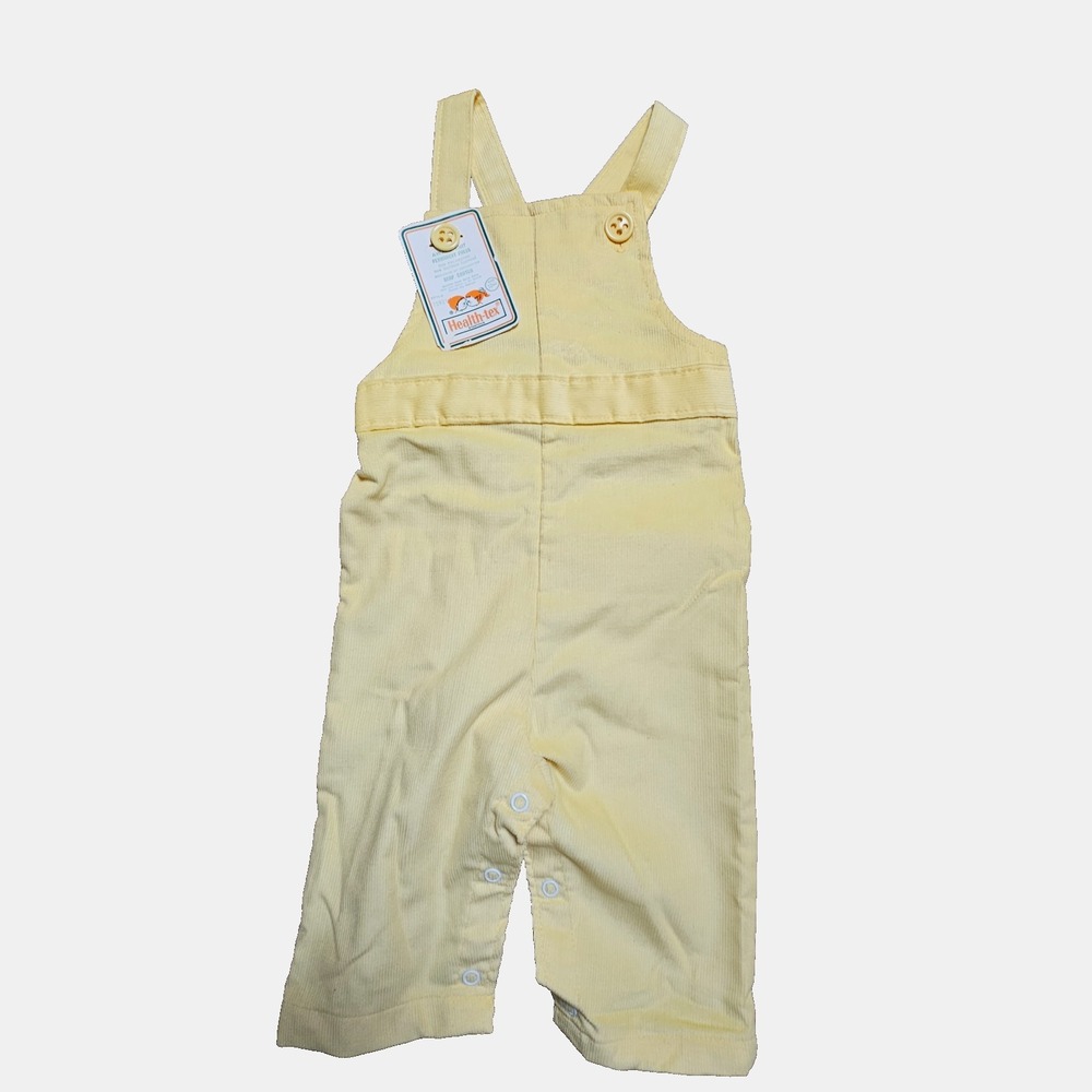 Vintage Health-Tex Toddler Baby Corduroy Overalls‎ 12 Mos Snap Crotch Yellow NWT